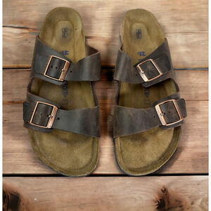 Birkenstock Arizona Soft Footbed Oiled Leather Sandals Brown Slides Mens Size 13